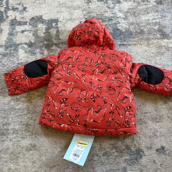 Cat and Jack 3 in 1 Jacket Boys 12 Months Orange Fleece Warm Winter Coat NEW - Picture 7 of 8